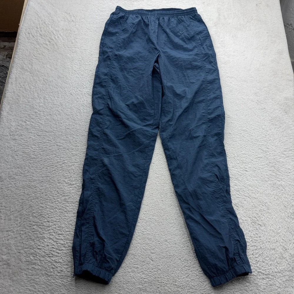 Vintage Nike Windbreaker Track Pants Mens MT Blue Nylon Jersey Lined Zip 90s